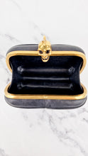 Load image into Gallery viewer, Alexander McQueen Mohawk Skull Box Clutch Black Leather and Swarovski Crystals 000926