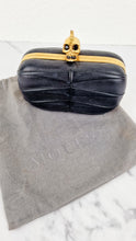Load image into Gallery viewer, Alexander McQueen Mohawk Skull Box Clutch Black Leather and Swarovski Crystals 000926