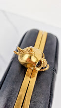 Load image into Gallery viewer, Alexander McQueen Mohawk Skull Box Clutch Black Leather and Swarovski Crystals 000926