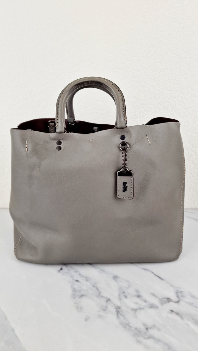 Coach 1941 Rogue Tote Bag Grey Smooth Leather Handbag Shoulder Bag 