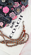 Load image into Gallery viewer, Coach 1941 Dinky With Wild Tea Roses & Fringe in Black & Pink - Crossbody Shoulder Bag Floral Flowers Tooled Leather Appliqué - Coach 86847
