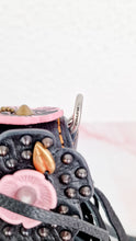 Load image into Gallery viewer, Coach 1941 Dinky With Wild Tea Roses & Fringe in Black & Pink - Crossbody Shoulder Bag Floral Flowers Tooled Leather Appliqué - Coach 86847