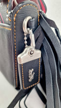Load image into Gallery viewer, Coach 1941 Dinky With Wild Tea Roses & Fringe in Black & Pink - Crossbody Shoulder Bag Floral Flowers Tooled Leather Appliqué - Coach 86847