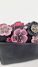 Load image into Gallery viewer, Coach 1941 Dinky With Wild Tea Roses & Fringe in Black & Pink - Crossbody Shoulder Bag Floral Flowers Tooled Leather Appliqué - Coach 86847