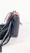 Load image into Gallery viewer, Coach 1941 Dinky With Wild Tea Roses & Fringe in Black & Pink - Crossbody Shoulder Bag Floral Flowers Tooled Leather Appliqué - Coach 86847