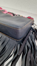 Load image into Gallery viewer, Coach 1941 Dinky With Wild Tea Roses & Fringe in Black & Pink - Crossbody Shoulder Bag Floral Flowers Tooled Leather Appliqué - Coach 86847
