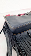 Load image into Gallery viewer, Coach 1941 Dinky With Wild Tea Roses & Fringe in Black & Pink - Crossbody Shoulder Bag Floral Flowers Tooled Leather Appliqué - Coach 86847