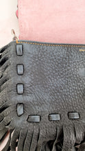 Load image into Gallery viewer, Coach 1941 Dinky With Wild Tea Roses & Fringe in Black & Pink - Crossbody Shoulder Bag Floral Flowers Tooled Leather Appliqué - Coach 86847