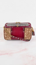 Load image into Gallery viewer, Coach Joni Crossbody in Signature Jacquard & Burgundy Leather with Pyramid Rivets Bag - Coach 48205