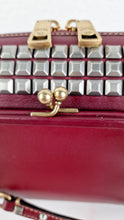 Load image into Gallery viewer, Coach Joni Crossbody in Signature Jacquard & Burgundy Leather with Pyramid Rivets Bag - Coach 48205
