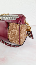 Load image into Gallery viewer, Coach Joni Crossbody in Signature Jacquard & Burgundy Leather with Pyramid Rivets Bag - Coach 48205