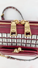 Load image into Gallery viewer, Coach Joni Crossbody in Signature Jacquard & Burgundy Leather with Pyramid Rivets Bag - Coach 48205