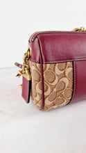 Load image into Gallery viewer, Coach Joni Crossbody in Signature Jacquard & Burgundy Leather with Pyramid Rivets Bag - Coach 48205