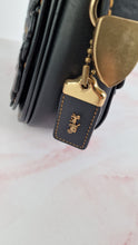 Load image into Gallery viewer, Coach 1941 Saddle 23 Bag in Black & Burgundy Tea Roses Appliqué Crossbody Shoulder Bag - Coach 38195