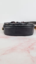 Load image into Gallery viewer, Coach 1941 Saddle 23 Bag in Black & Burgundy Tea Roses Appliqué Crossbody Shoulder Bag - Coach 38195