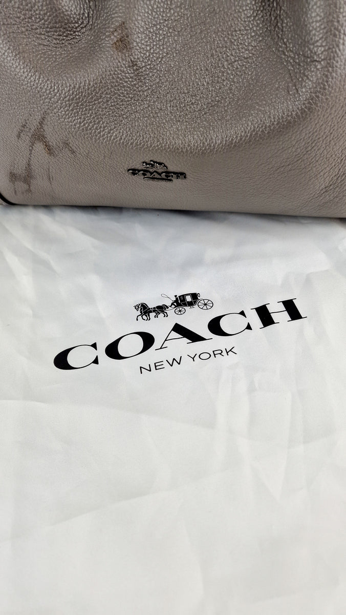 Coach Edie 31 Shoulder Bag in Grey Pebble Leather Handbag Coach