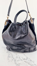 Load image into Gallery viewer, Coach Hadley XL Tote in Black Python Embossed Leather & Suede - Coach F30963