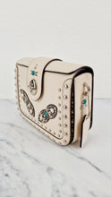 Load image into Gallery viewer, Coach Page Crossbody Bag Chalk Smooth Leather With Western Rivets and Snakeskin - Handbag - Coach 86731
