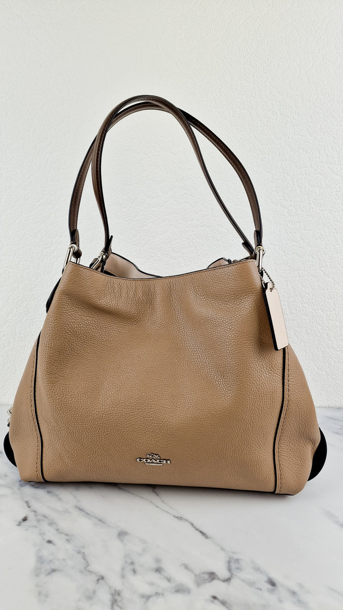 Coach Edie 31 in Stone Taupe with Snakeskin Colorblock Pebble Leather Essex Fashion House