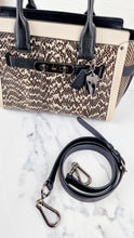 Load image into Gallery viewer, Coach Swagger 27 in Genuine Snakeskin Colorblock Black & White Chalk Leather Handbag - Coach 57113