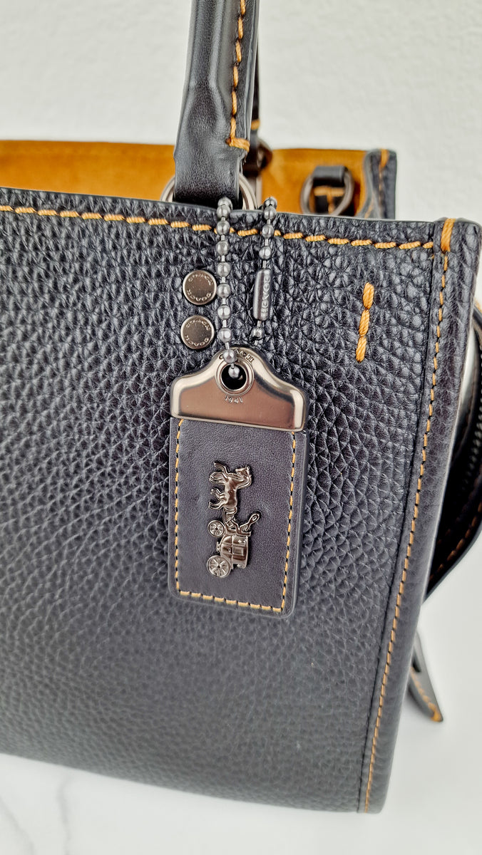 00's old coach enamel hand bag BLACK 黒 Vintage Coach Purse Black Leather Bucket Handbag Shouder No