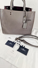 Load image into Gallery viewer, Coach 1941 Rogue 31 in Heather Grey Pebbled Leather with Oxblood Suede Sides Colorblock Satchel Handbag - Coach 23755