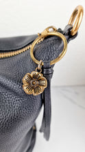Load image into Gallery viewer, Coach 1941 Duffle Bag with Border Rivets in Black Pebble Leather with Zip Top Tea Rose - Crossbody bag