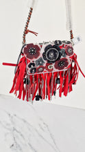 Load image into Gallery viewer, Coach 1941 Dinkier in Vermillion Red with Wild Tea Roses Studs & Fringes - Crossbody Bag Clutch Mini Dinky - Coach 86852