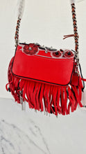 Load image into Gallery viewer, Coach 1941 Dinkier in Vermillion Red with Wild Tea Roses Studs & Fringes - Crossbody Bag Clutch Mini Dinky - Coach 86852