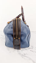 Load image into Gallery viewer, RARE Coach 1941 Rogue Satchel in Dark Denim with Colorblock Patchwork Snakeskin Handles - Barrel Bag - Coach 58690
