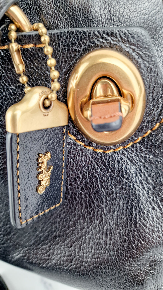 Coach 1941 Outlaw Satchel Bag in Black Polished Grain