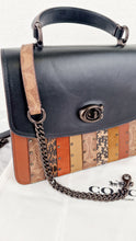 Load image into Gallery viewer, Coach Parker Top Handle With Signature Canvas Patchwork Stripes And Snakeskin Detail - Coach 79269