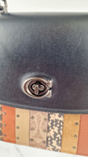 Load image into Gallery viewer, Coach Parker Top Handle With Signature Canvas Patchwork Stripes And Snakeskin Detail - Coach 79269