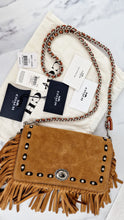 Load image into Gallery viewer, Coach 1941 Dinky in Light Saddle Tan Brown Cervo Suede with Fringe & Light Antique Nickel Concho Turnlock - Crossbody Bag Shoulder Bag - Coach 86821