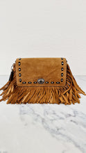 Load image into Gallery viewer, Coach 1941 Dinky in Light Saddle Tan Brown Cervo Suede with Fringe & Light Antique Nickel Concho Turnlock - Crossbody Bag Shoulder Bag - Coach 86821