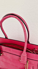 Load image into Gallery viewer, Coach Swagger Frame Bag in Pink Croc Embossed Leather - Handbag Crossbody Bag - Coach 37998
