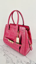 Load image into Gallery viewer, Coach Swagger Frame Bag in Pink Croc Embossed Leather - Handbag Crossbody Bag - Coach 37998