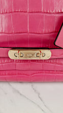 Load image into Gallery viewer, Coach Swagger Frame Bag in Pink Croc Embossed Leather - Handbag Crossbody Bag - Coach 37998