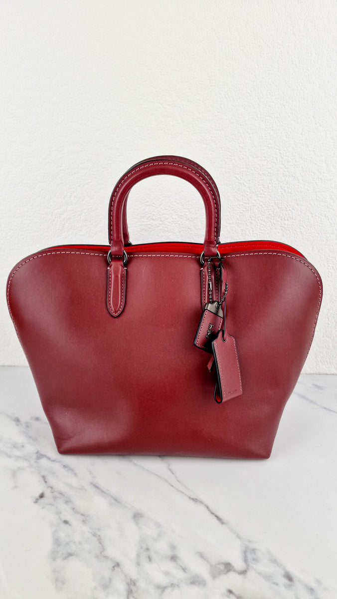 Coach 1941 Dakotah Satchel in Burgundy Red Smooth Leather