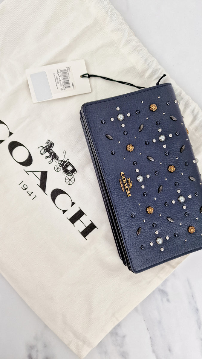 Callie Foldover Clutch With Prairie Rivets Midnight Navy Blue