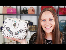Load and play video in Gallery viewer, Coach Page Crossbody Bag Chalk Smooth Leather With Western Rivets and Snakeskin - Handbag - Coach 86731