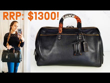 Load and play video in Gallery viewer, RARE Coach 1941 Rogue Satchel 36 Black with Colorblock Patchwork Snakeskin Handles - Coach 58689