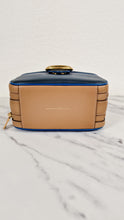 Load image into Gallery viewer, Coach 1941 Riley Lunchbox Bag in Dark Denim Blue Smooth Leather Colorblock Tophandle Crossbody Bag - Coach 704