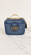 Load image into Gallery viewer, Coach 1941 Riley Lunchbox Bag in Dark Denim Blue Smooth Leather Colorblock Tophandle Crossbody Bag - Coach 704