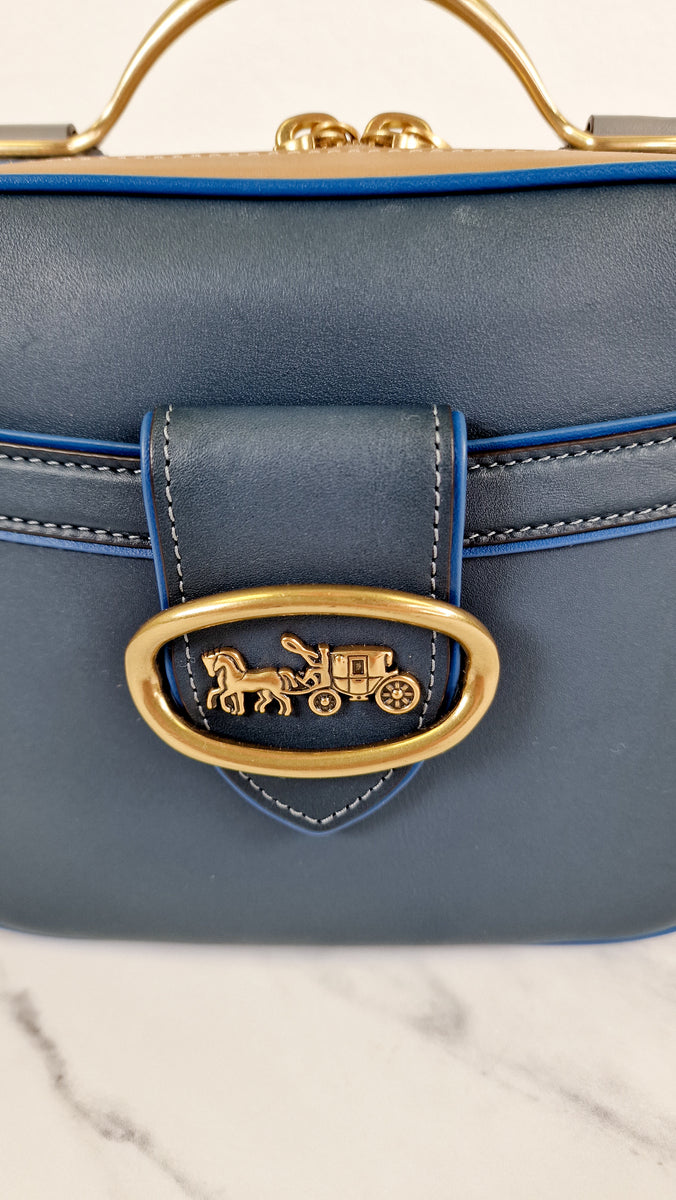 Coach 1941 Riley Lunchbox Bag in Dark Denim Blue Smooth Leather