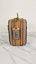 Load image into Gallery viewer, Coach 1941 Riley Lunchbox Bag in Dark Denim Blue Smooth Leather Colorblock Tophandle Crossbody Bag - Coach 704