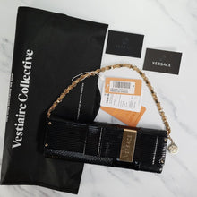 Load image into Gallery viewer, Black Versace Clutch Patent Leather and SnakeskinBlack Versace Clutch Patent Leather and Snakeskin
