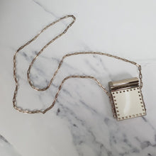 Load image into Gallery viewer, Valentino Garavani Rockstuds White Minaudiere Compact Mirror with Lipstick Holder on Chain Crossbody Purse