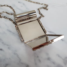 Load image into Gallery viewer, Valentino Garavani Rockstuds White Minaudiere Compact Mirror with Lipstick Holder on Chain Crossbody Purse