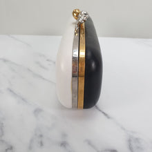 Load image into Gallery viewer, Alexander McQueen Twin Skull Box Clutch Two Tone Black and White Leather Handbag 300791 000926